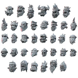 Conjunto de Cabeças de Ork | Miniaturas de Resina 16k | 28 mm e 32 mm para Jogos de Guerra de Mesa | Sem Pintura imagem 2