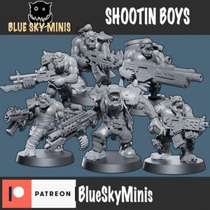Shootin Boys Squad - Orc Squad - 16k Resin - Blue Sky Minis - Orcs / Tabletop / Wargaming / Grimdark image 2