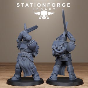 Solaris Soalris Greatswordsmen | Station Forge 16k Resin Miniatures | 28mm 32mm Tabletop Wargaming | Unpainted image 7