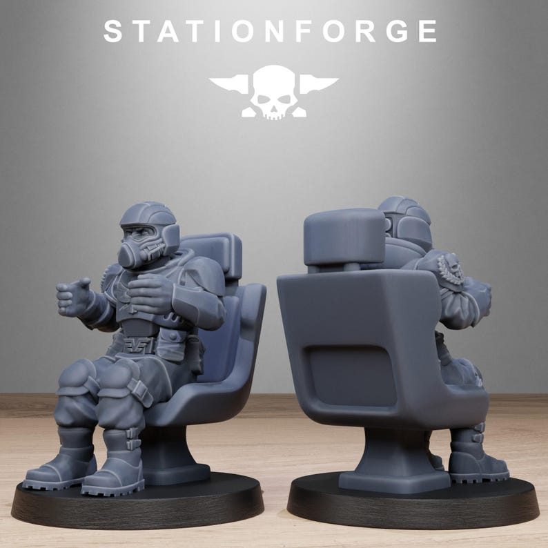 Pilot Commanders | Station Forge 16k Resin Miniatures | 28mm 32mm Tabletop Wargaming | Unpainted image 5