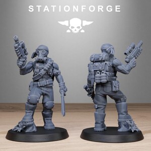 Grimguard Jungle Fighters 2 / Station Forge 16k Resin Miniatures / 28 mm 32 mm Tabletop Wargaming / Sin pintar imagen 8