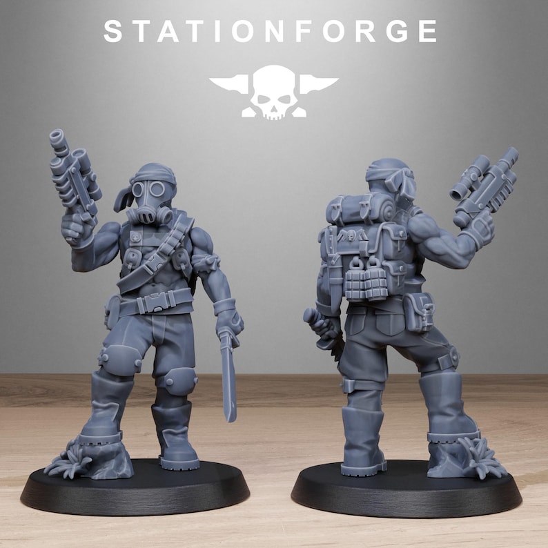 Grimguard Jungle Fighters 2 / Station Forge 16k Resin Miniatures / 28 mm 32 mm Tabletop Wargaming / Sin pintar imagen 8