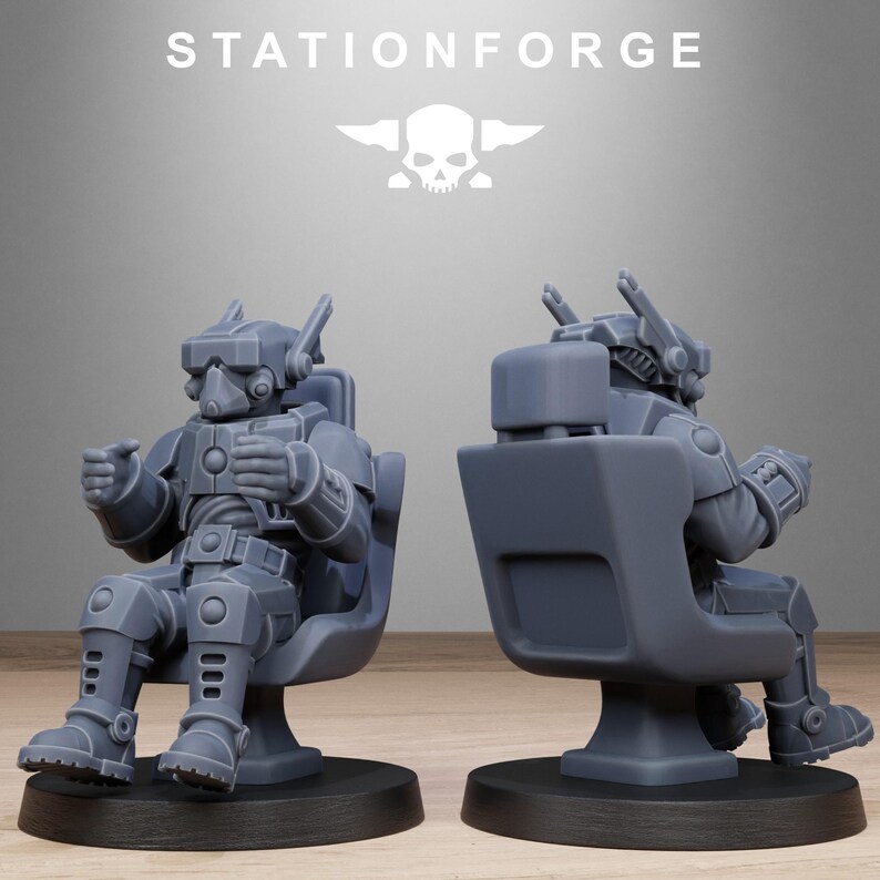 Pilot Commanders | Station Forge 16k Resin Miniatures | 28mm 32mm Tabletop Wargaming | Unpainted image 4