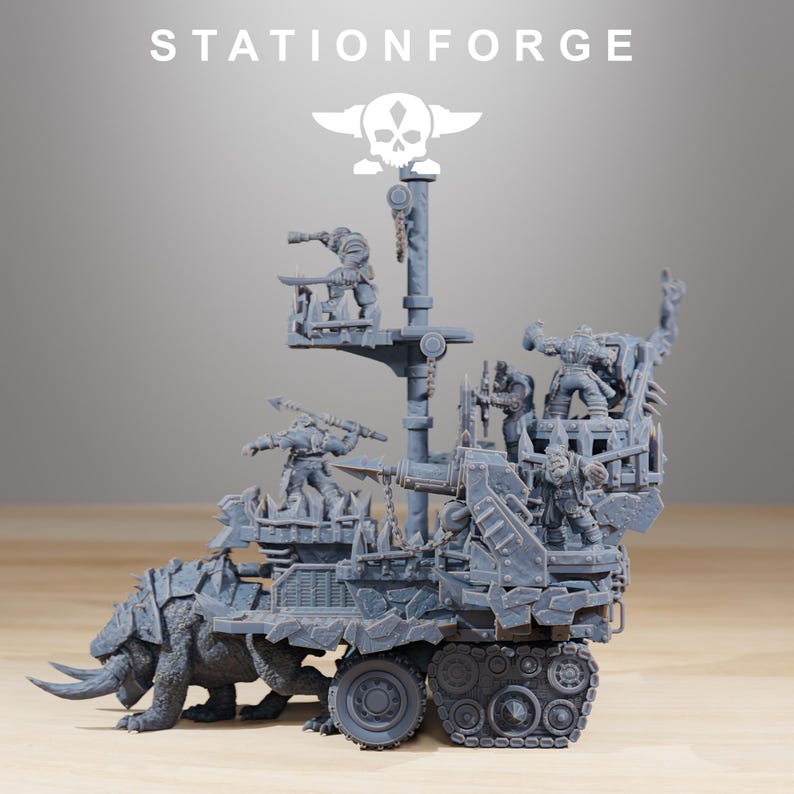 Orks Orkaz Death Mountain | Station Forge 16k Resin-Miniaturen | 28 mm 32 mm Tabletop-Wargaming | Unbemalt Bild 5