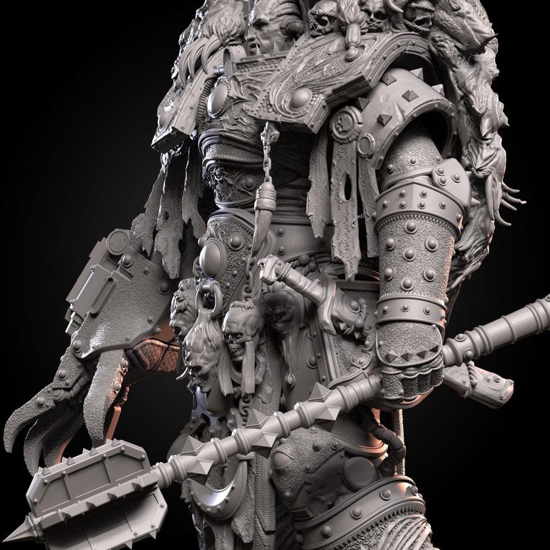 Chaos Prime Malleus Iscariot | 16k Resin Miniatures | 28mm 32mm Tabletop Wargaming | Unpainted image 2