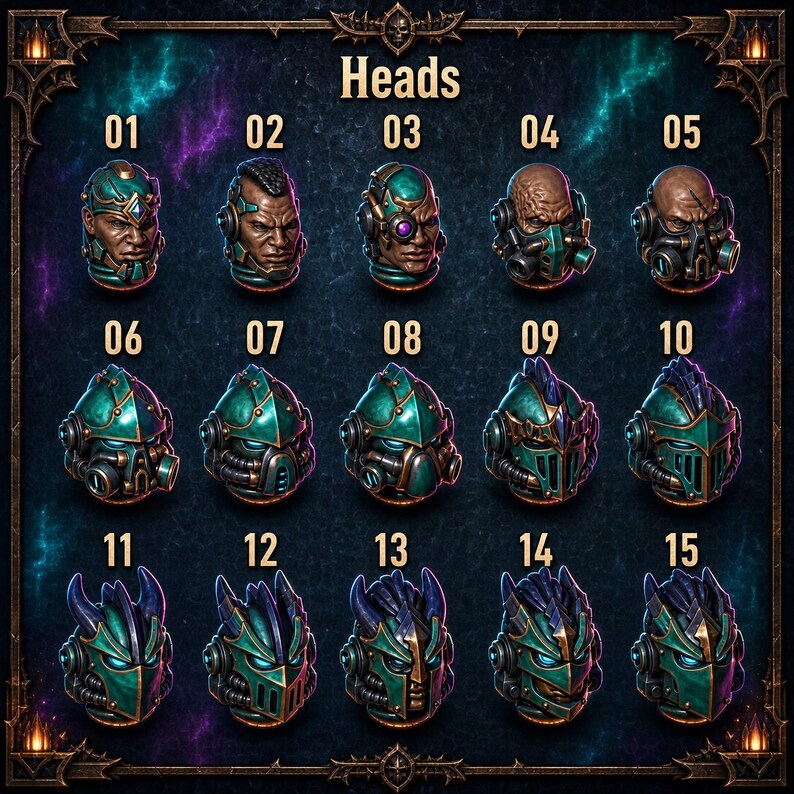 Anvil Wardens - Heads 3 - 16k Resin - GreyTide Studio - Drakes / Space Warriors / Bitz / Tabletop / Wargaming / Grimdark image 3