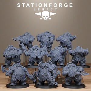 Legacy Ironvale Bulkguards | Station Forge 16k Resin Miniatures | 28 mm 32 mm Tabletop Wargaming | Ongeverfd afbeelding 2