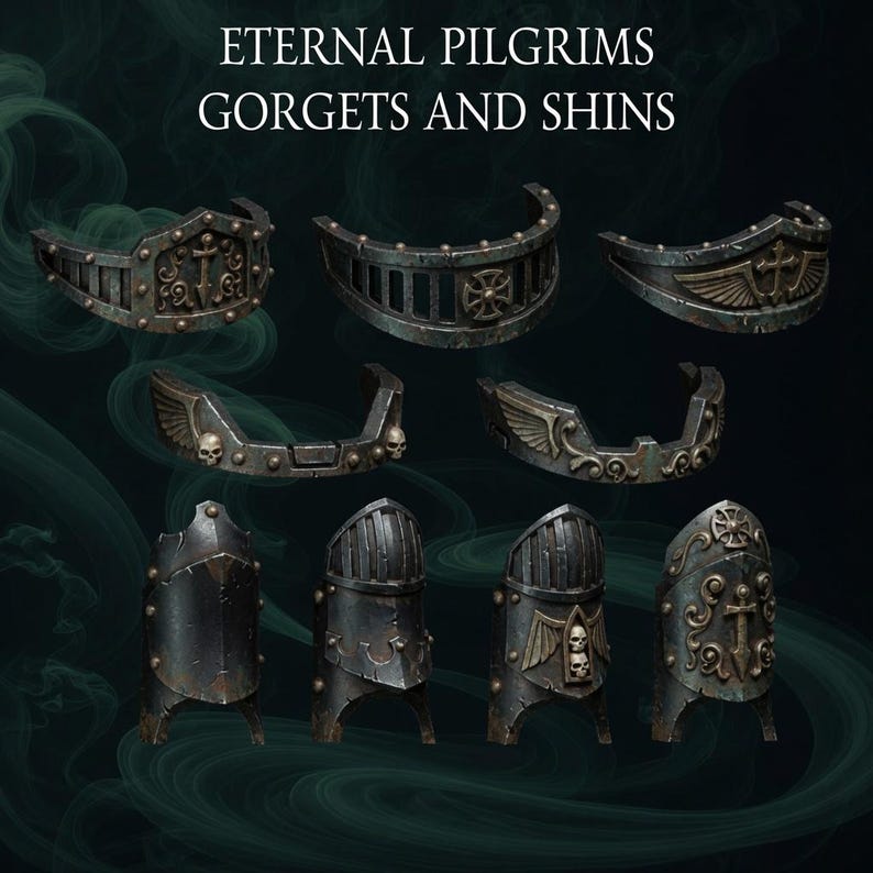 Eternal Pilgrims - Termi pack - Gorgets & shins - 16k Resin - GreyTide Studio - Holy Warriors / Bitz / Tabletop / Wargaming / Grimdark image 1