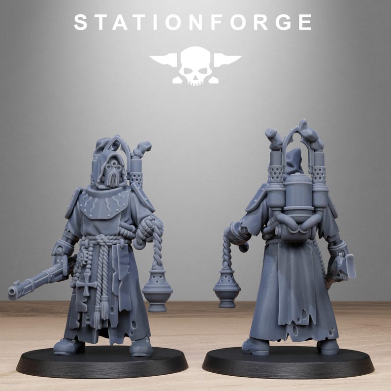 Scavenger Sanctum Infantry | Station Forge 16k Resin Miniatyrer | 28 mm 32 mm Bordsskiva Krigsspel | Omålad bild 8