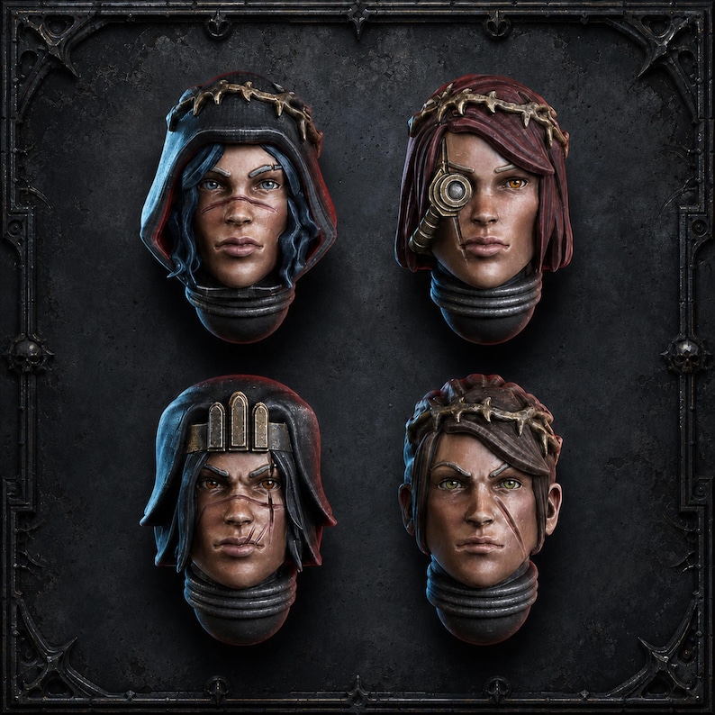Sisterhood Grimdark Heads – 16K Resin Conversion Bits (Set of 4) image 1
