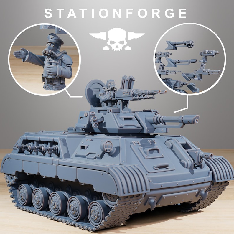 GrimGuard-Unterstützungspanzer | Station Forge 16k Resinminiaturen | 28 mm/32 mm Tabletop-Wargaming | Unbemalt Bild 2