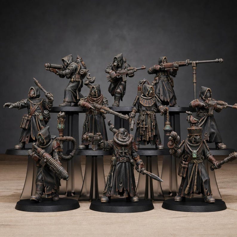 Scavenger Sanctum Infantry | Station Forge 16k Resin Miniatyrer | 28 mm 32 mm Bordsskiva Krigsspel | Omålad bild 1
