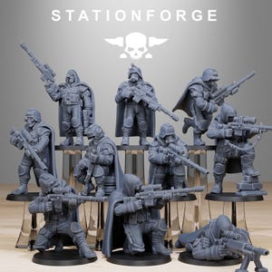 GrimGuard Snipers | Station Forge 16k Resin Miniatyrer | 28 mm 32 mm Bordspel Krigsspel | Omålad bild 2