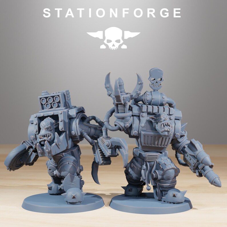Orks Orkaz Steelbrutes | Station Forge 16k Resin Miniatures | 28mm 32mm Tabletop Wargaming | Unpainted image 6