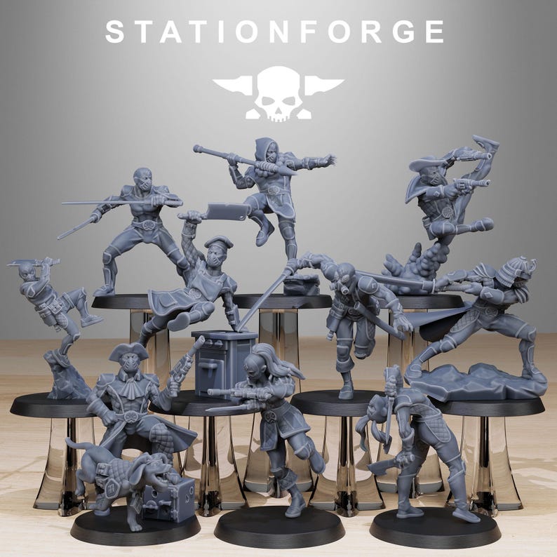 Bufones de Grimcorp / Miniaturas de resina Station Forge 16k / 28 mm 32 mm para juegos de guerra de mesa / Sin pintar imagen 2