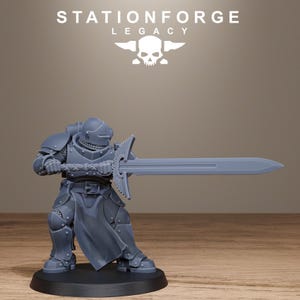 Solaris Soalris Greatswordsmen | Station Forge 16k Resin Miniatures | 28mm 32mm Tabletop Wargaming | Unpainted image 5