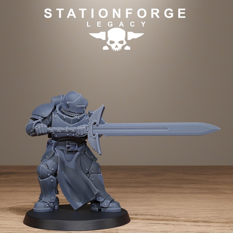 Solaris Soalris Greatswordsmen | Station Forge 16k Resin Miniatures | 28mm 32mm Tabletop Wargaming | Unpainted image 5