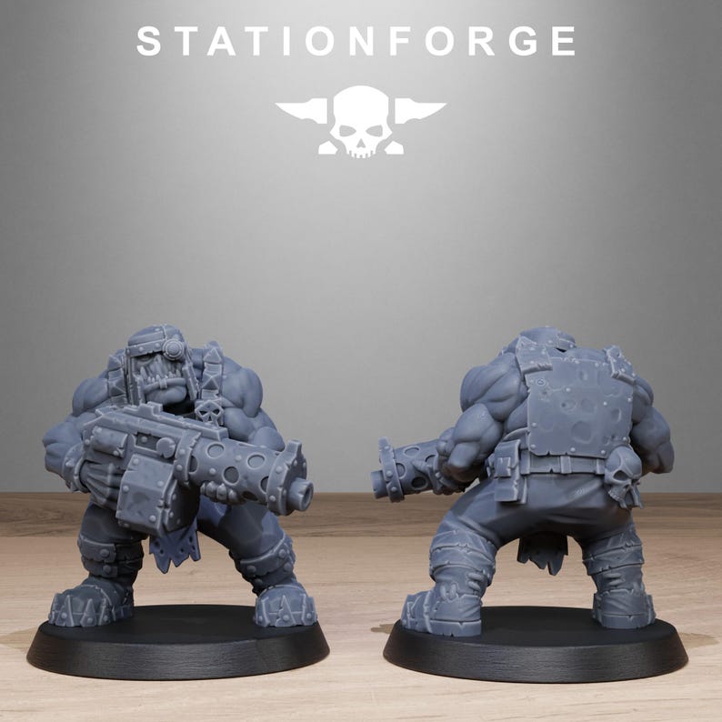 Orks Orkaz Bros Infantry | Station Forge 16k Resin Miniatures | 28mm 32mm Tabletop Wargaming | Unpainted image 2
