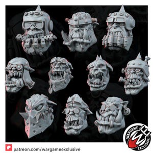 Conjunto de Cabeças de Ork | Miniaturas de Resina 16k | 28 mm e 32 mm para Jogos de Guerra de Mesa | Sem Pintura imagem 5