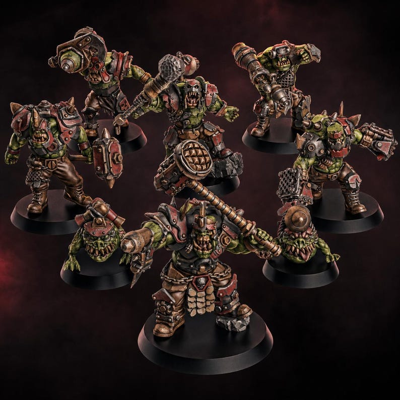 Orcs Head Crackaz Mob | 16k Resin Miniaturen | 28 mm 32 mm Tabletop Wargaming | Unbemalt Bild 1