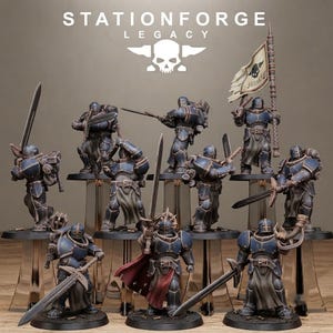 Solaris Soalris Greatswordsmen | Station Forge 16k Resin Miniatures | 28mm 32mm Tabletop Wargaming | Unpainted image 1