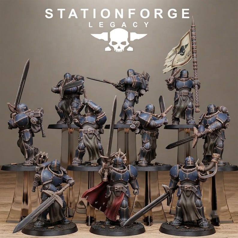 Solaris Soalris Greatswordsmen | Station Forge 16k Resin Miniatures | 28mm 32mm Tabletop Wargaming | Unpainted image 1