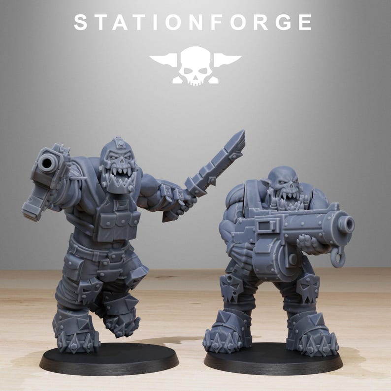 Orks Orkaz Spec Team | Station Forge 16k Resin Miniatures | 28mm 32mm Tabletop Wargaming | Unpainted image 6