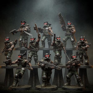 Grimguard Jungle Fighters 2 / Station Forge 16k Resin Miniatures / 28 mm 32 mm Tabletop Wargaming / Sin pintar imagen 1