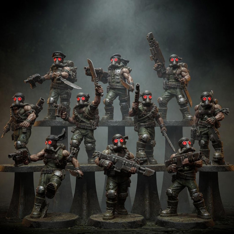 Grimguard Jungle Fighters 2 / Station Forge 16k Resin Miniatures / 28 mm 32 mm Tabletop Wargaming / Sin pintar imagen 1