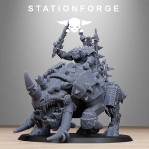Ork Brast Rider Warlord Miniature | Station Forge 16K Resin | 28mm Tabletop Wargaming image 8