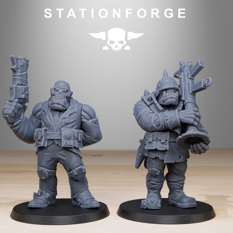Orks Orkaz Team Fighters | Station Forge 16k Resin Miniatures | 28mm 32mm Tabletop Wargaming | Unpainted image 6