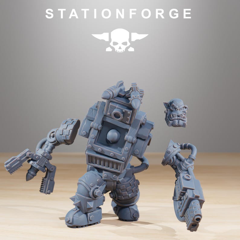 Orks Orkaz Steelbrutes | Station Forge 16k Resin Miniatures | 28mm 32mm Tabletop Wargaming | Unpainted image 8