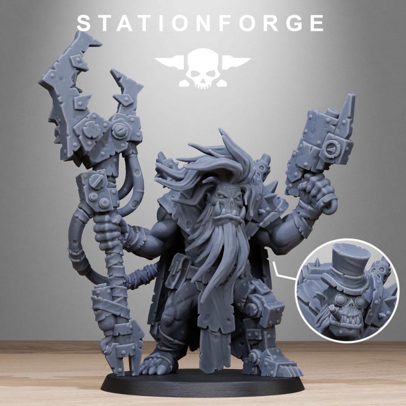 Orks Orkaz Madman | Station Forge 16k Resin Miniatures | 28mm 32mm Tabletop Wargaming | Unpainted image 2