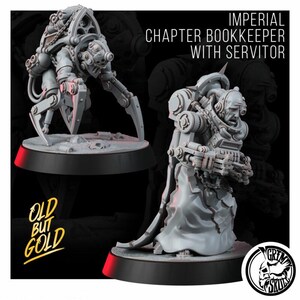 Space Knights Bookkeeper with Servitor | 16k Resin Miniatures | 28mm 32mm Tabletop Wargaming | Unpainted image 3