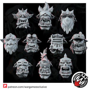 Conjunto de Cabeças de Ork | Miniaturas de Resina 16k | 28 mm e 32 mm para Jogos de Guerra de Mesa | Sem Pintura imagem 6