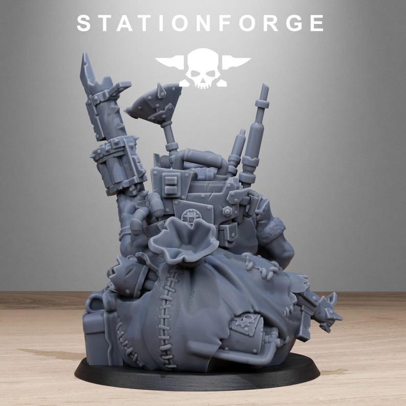 Orks Orkaz Santa Chaos | Station Forge 16k Resin-Miniaturen | 28 mm 32 mm Tabletop-Wargaming | Unbemalt Bild 7