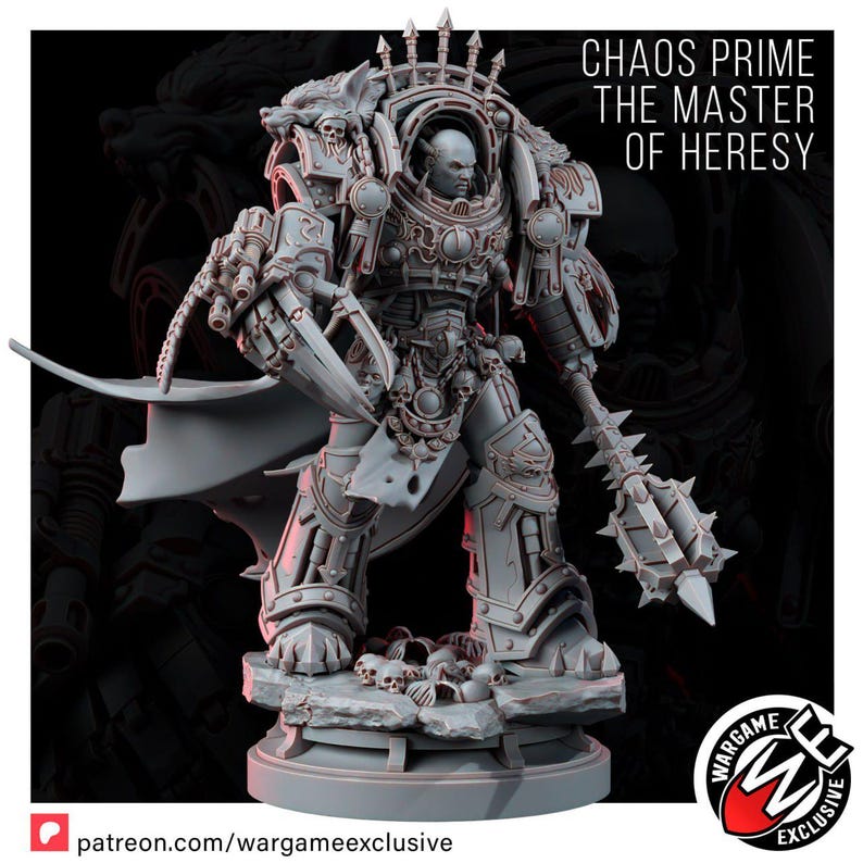 Chaos Prime The Master Of Heresy | 16k Resin Miniatures | 28mm 32mm Tabletop Wargaming | Unpainted image 7