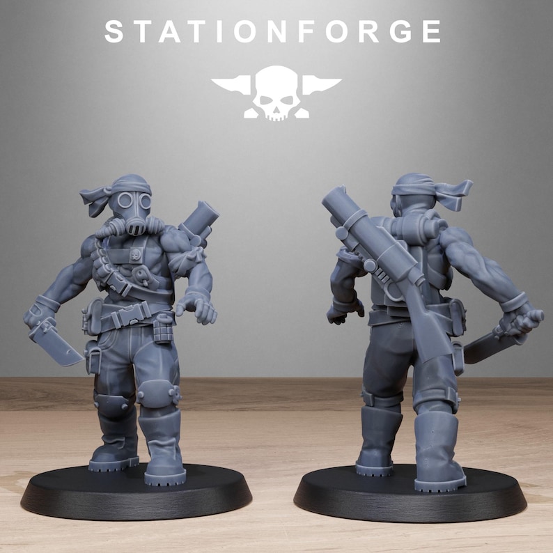 Grimguard Jungle Fighters 2 / Station Forge 16k Resin Miniatures / 28 mm 32 mm Tabletop Wargaming / Sin pintar imagen 7