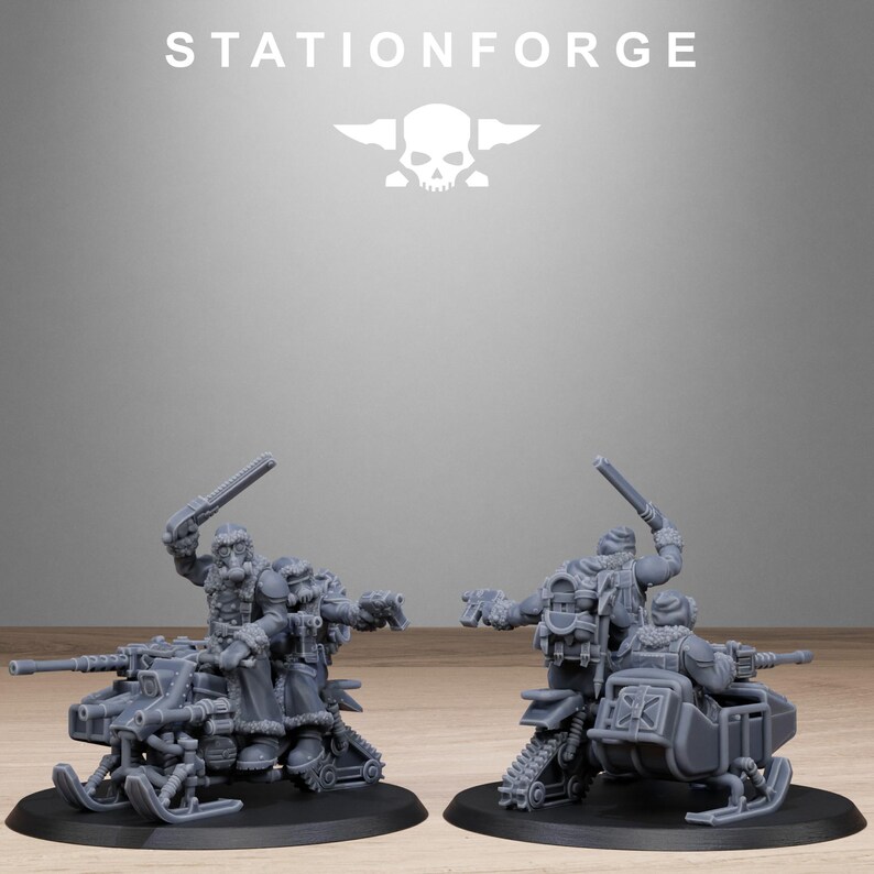 Motociclistas de nieve de la Guardia Gélida / Miniaturas de resina Station Forge 16k / 28 mm 32 mm para juegos de mesa / Sin pintar imagen 10