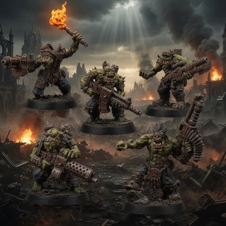 Ork Mad Riders Yoofs With Shootahs | 16k Resin Miniatures | Tabletop Wargaming (Unpainted) image 1