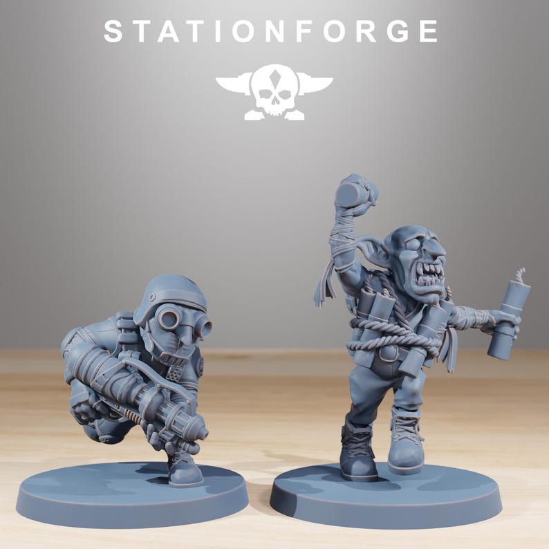 Orks Orkaz Skillers | Station Forge 16k Resin Miniatures | 28mm 32mm Tabletop Wargaming | Unpainted image 3
