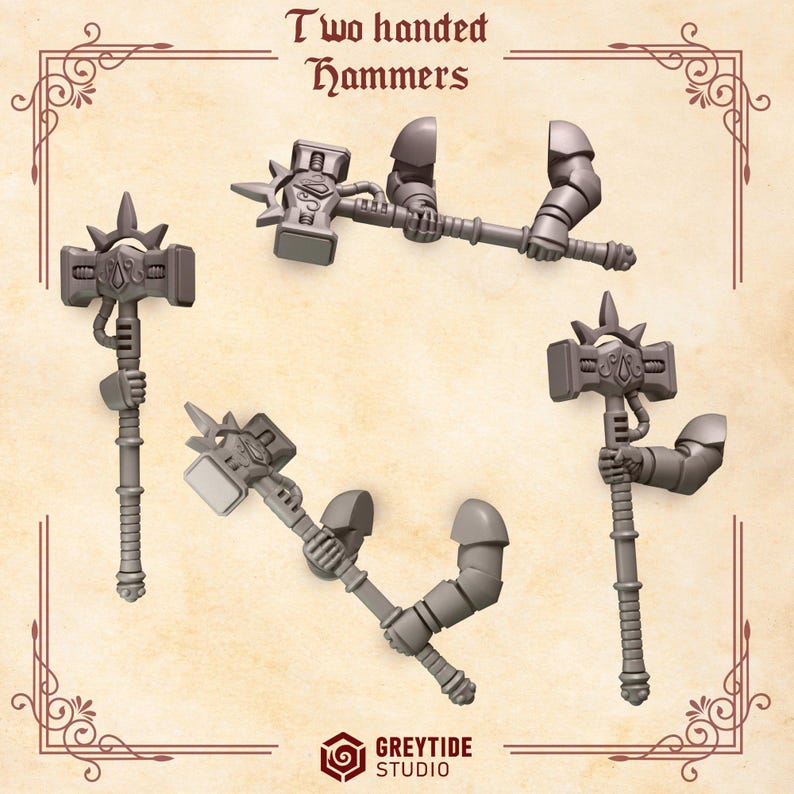 Señores Carmesíes - Martillos a dos manos - Resina 16k - GreyTide Studio - Sangre / Guerreros Espaciales / Piezas / Juegos de Mesa / Wargaming / Grimdark imagen 2