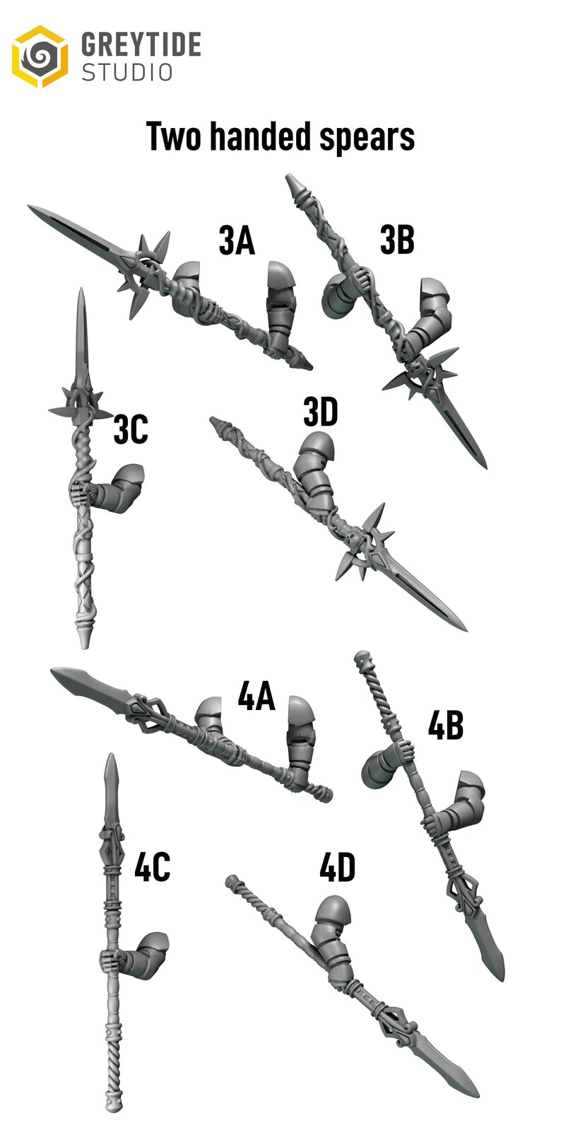 Crimson Lords - Two handed spears #4 - 16k Resin - GreyTide Studio - Blood / Space Warriors / Bitz / Tabletop / Wargaming / Grimdark image 2