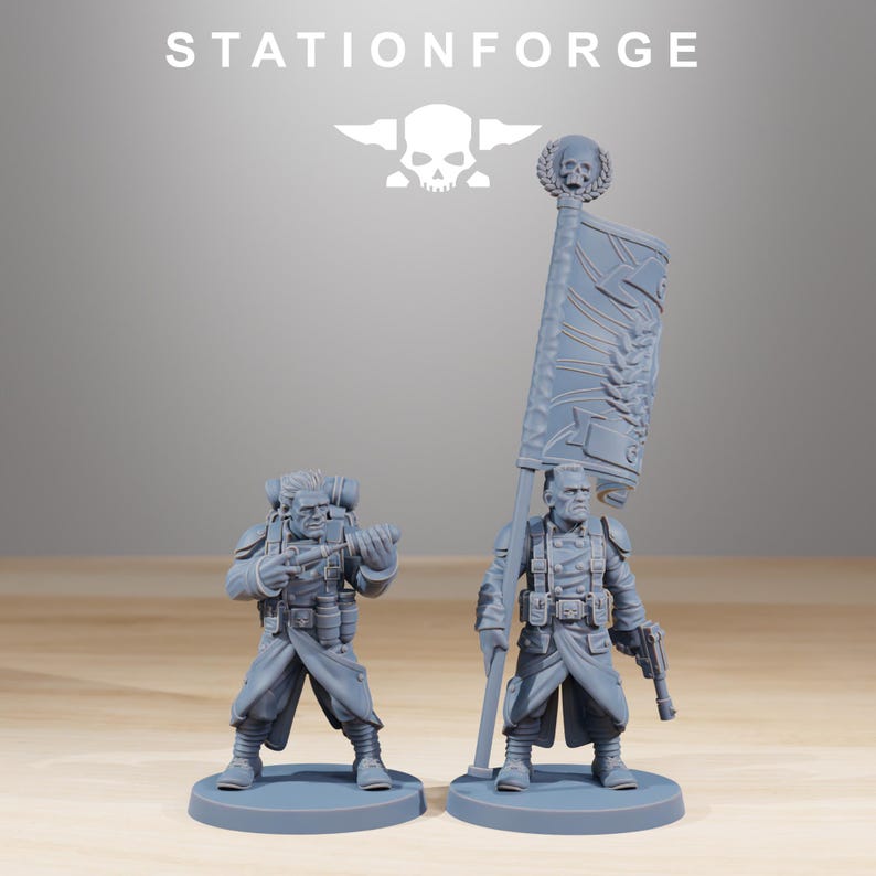 Grimguard Combatants | Station Forge 16k Resin Miniatyrer | 28 mm 32 mm Bordspel Krigsspel | Omålad bild 5