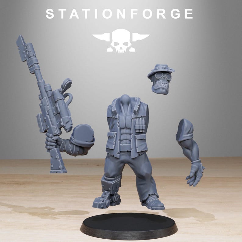 Orks Orkaz Team Fighters | Station Forge 16k Resin Miniatures | 28mm 32mm Tabletop Wargaming | Unpainted image 3