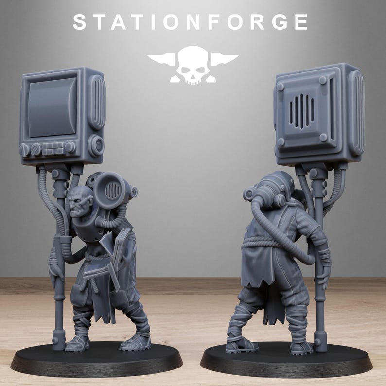 Grimcorp Scrap Operatives | Station Forge 16k Resin Miniatures | 28mm 32mm Tabletop Wargaming | Unpainted image 3