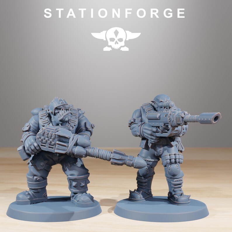 Orks Orkaz Skillers | Station Forge 16k Resin Miniatures | 28mm 32mm Tabletop Wargaming | Unpainted image 9
