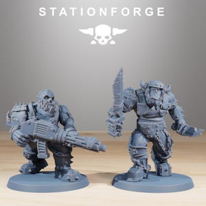 Orks Orkaz Berserkers | Station Forge 16k Resin Miniatures | 28mm 32mm Tabletop Wargaming | Unpainted 画像 6