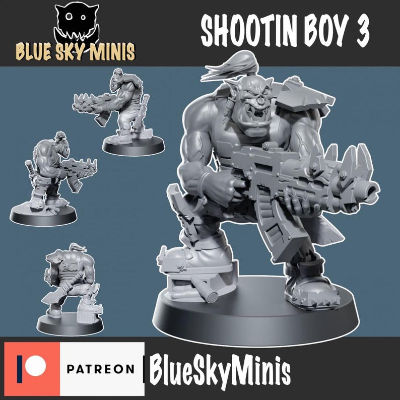 Shootin Boys Squad - Orc Squad - 16k Resin - Blue Sky Minis - Orcs / Tabletop / Wargaming / Grimdark image 5