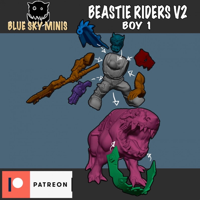 Beastie Riders Orc Squad - 16k Resin - Orcs / Tabletop / Wargaming / Grimdark image 3